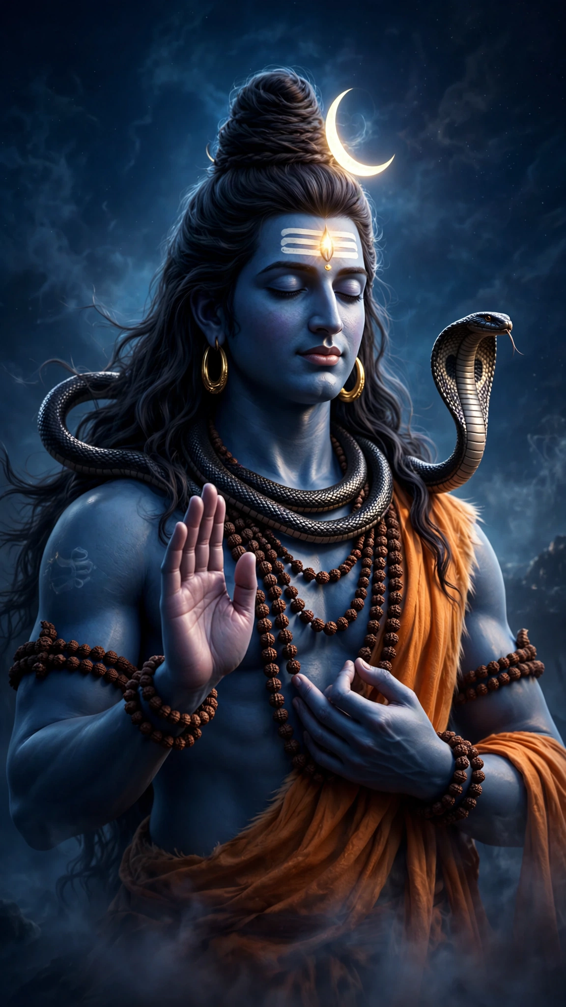 Mahadev Divine Blessing – Serene Lord Shiva in Cosmic Meditation