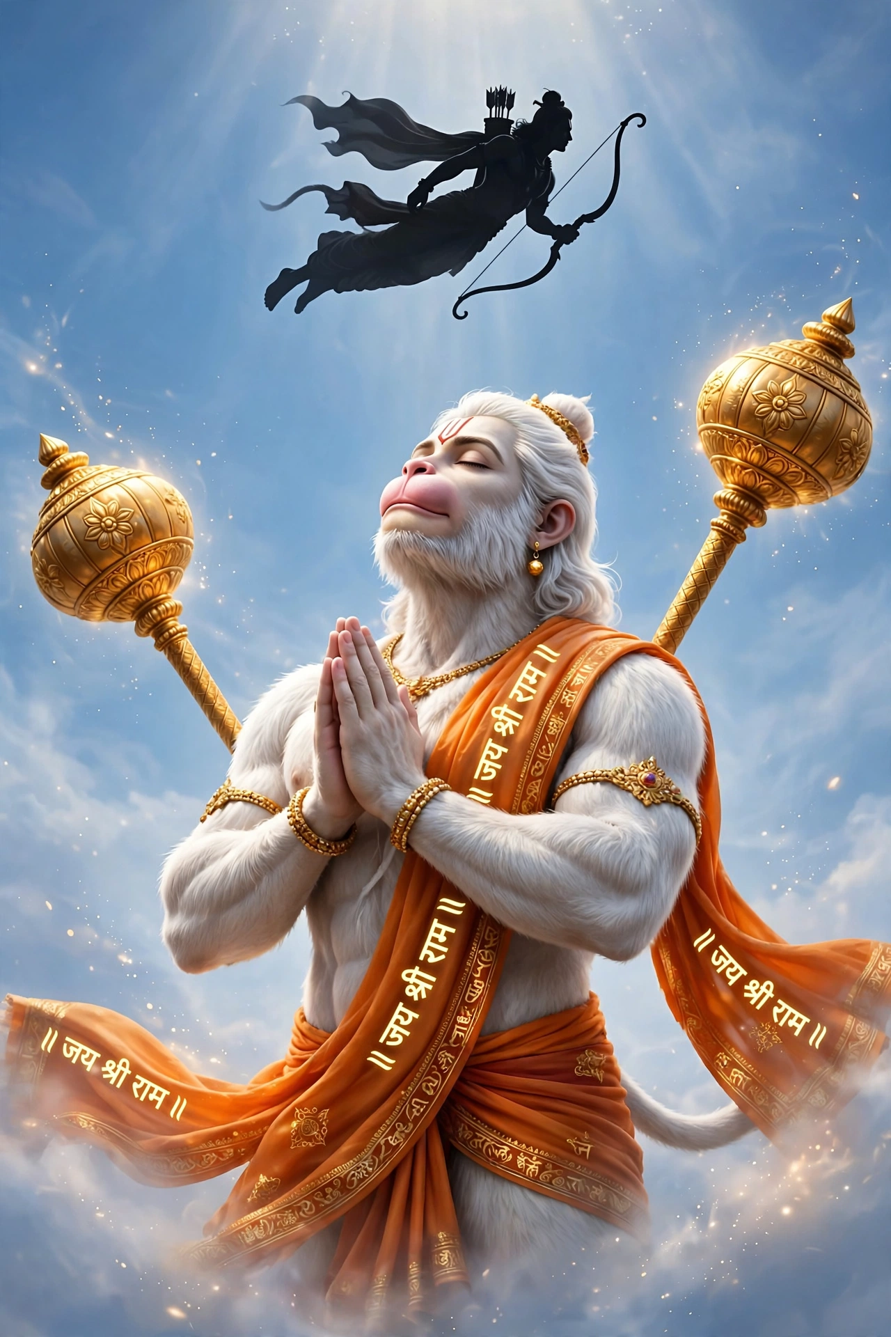 Lord Hanuman Divine Prayer HD 4K Wallpaper – Jai Shri Ram