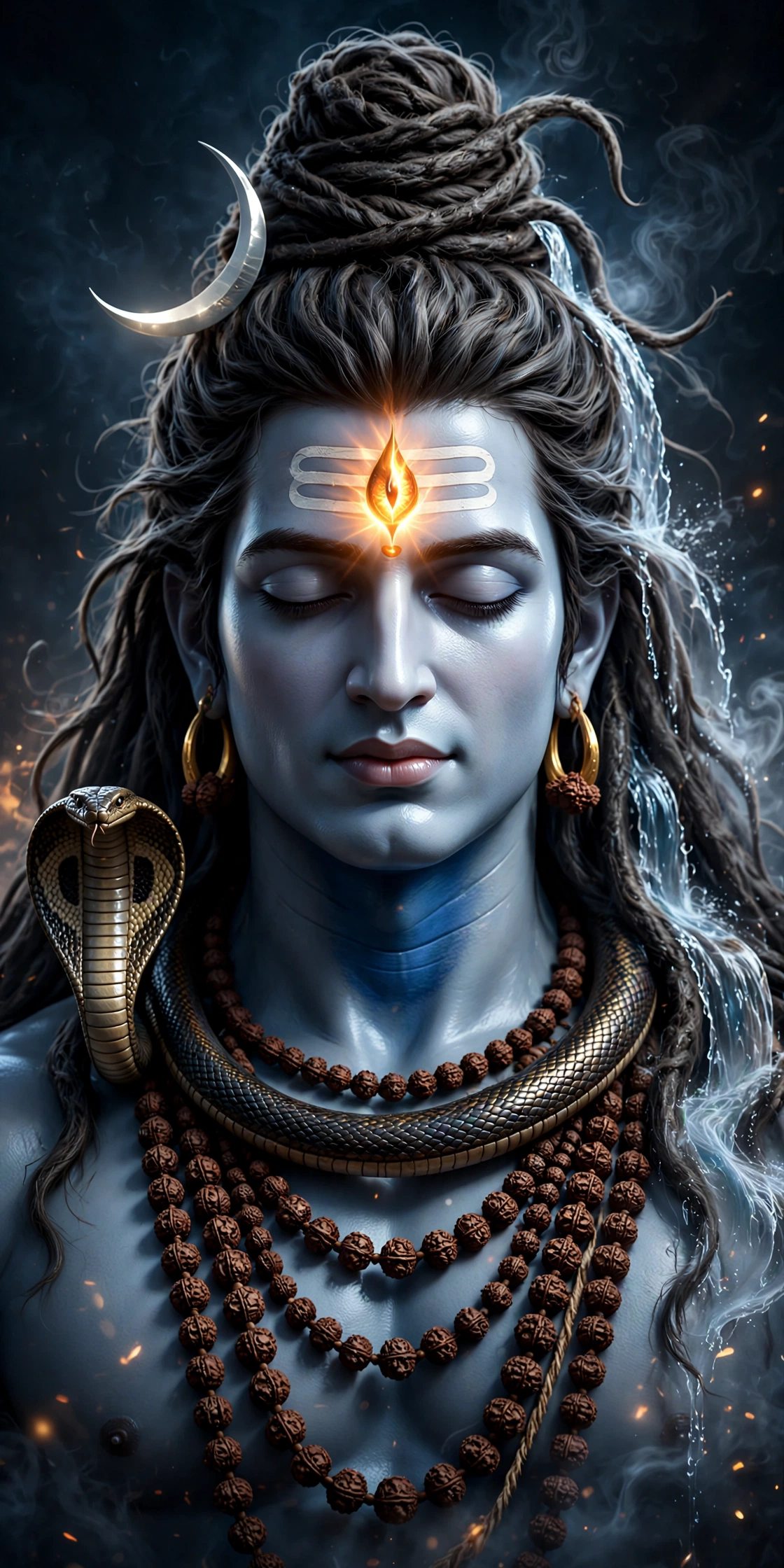 Lord Shiva Mahadev HD 4K Wallpaper | Third Eye, Trishul & Serpent