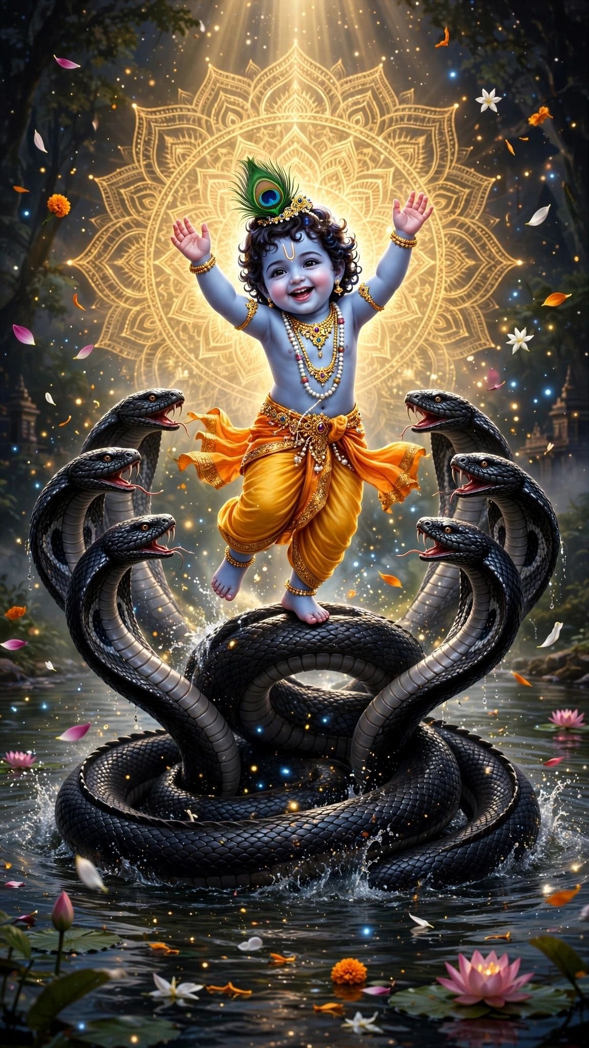 Bal Krishna’s Victory Over Kaliya Nag in Divine Glory
