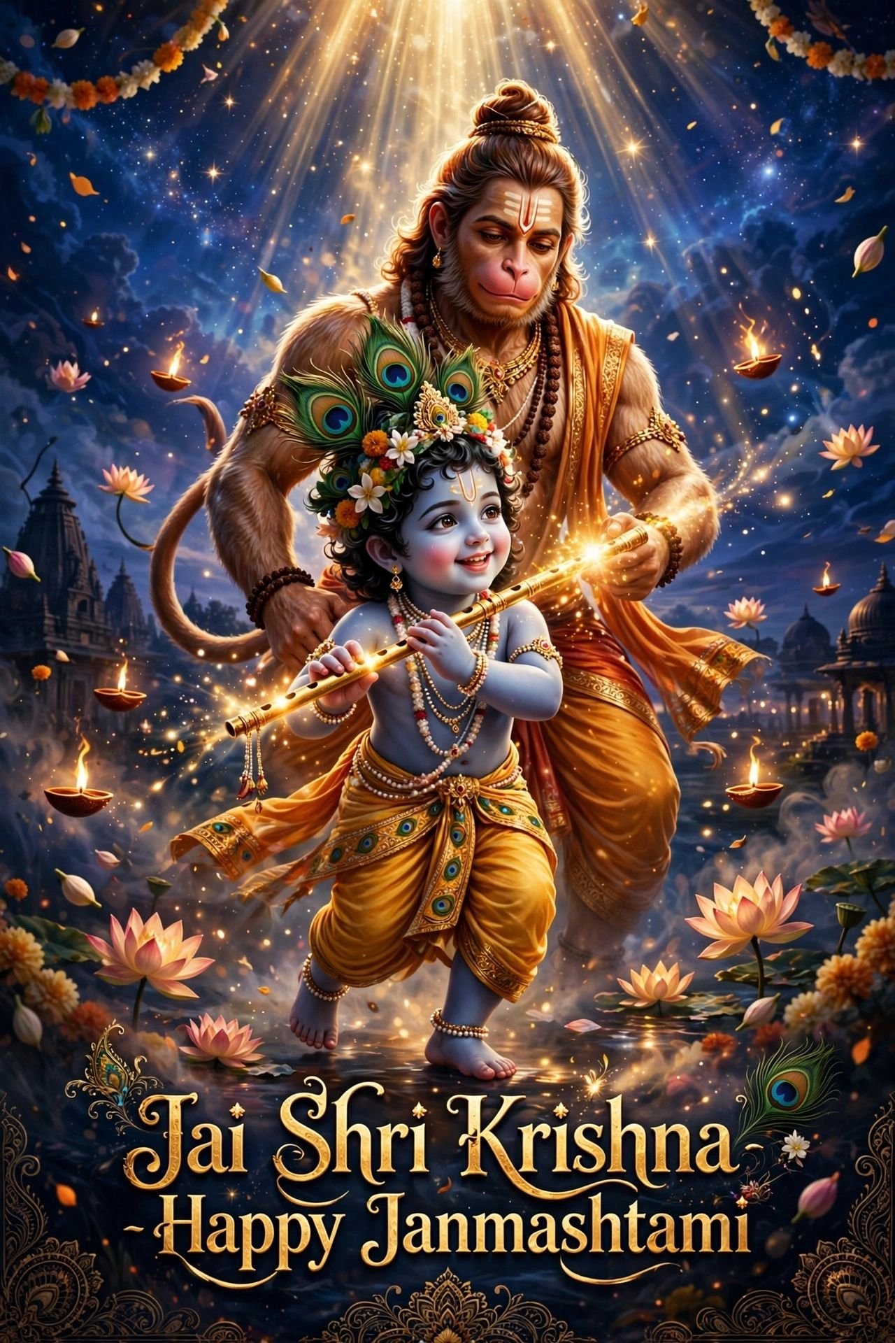 Divine Friendship of Hanuman and Bal Krishna at Janmashtami