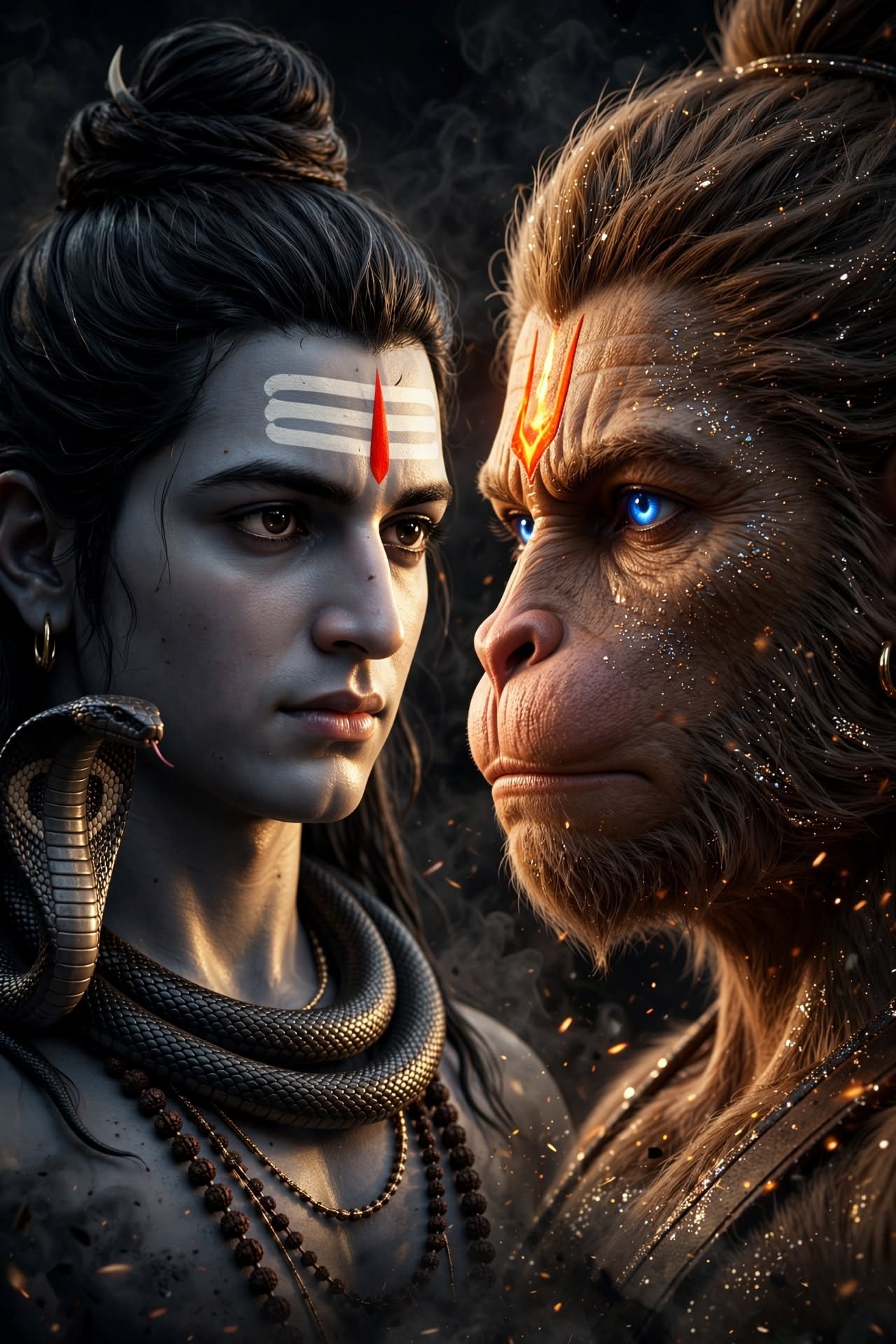 Divine Encounter of Lord Shiva and Hanuman