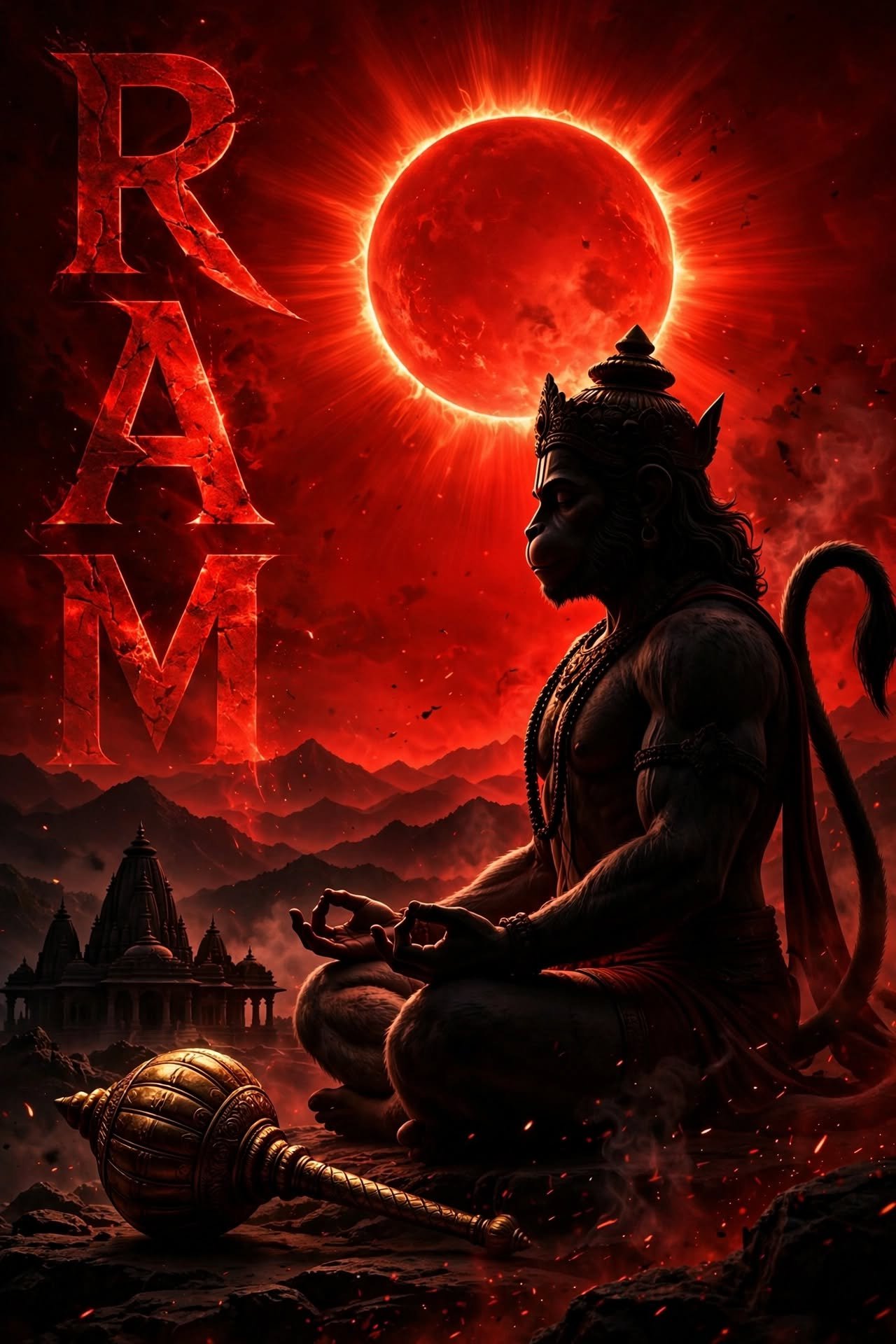 Ram Hanuman Meditation Under the Fiery Eclipse