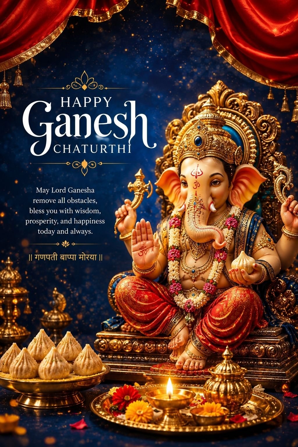 Happy Ganesh Chaturthi – Divine Lord Ganesha Blessings Wallpaper