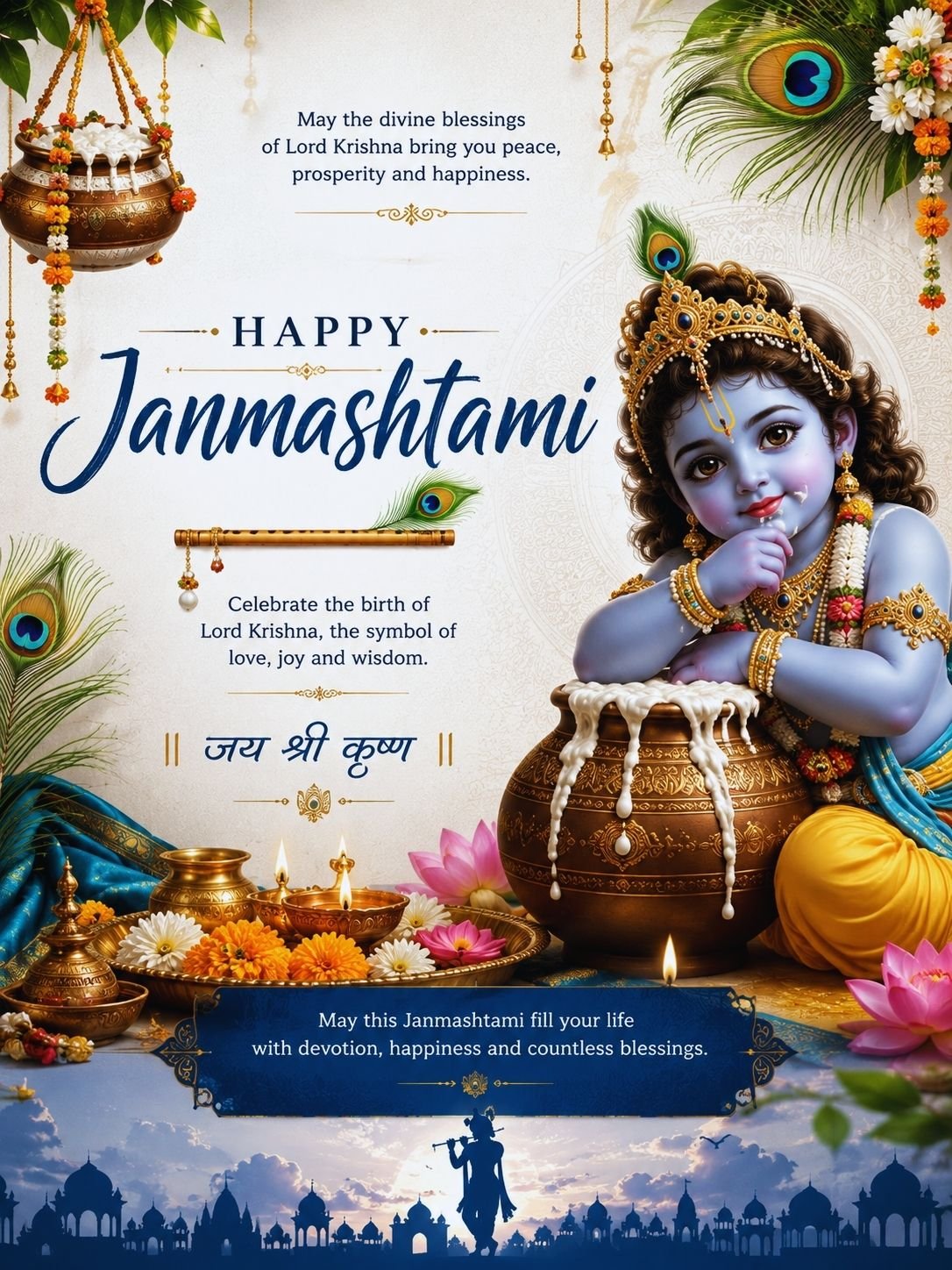 Divine Baby Krishna – Happy Janmashtami Blessings