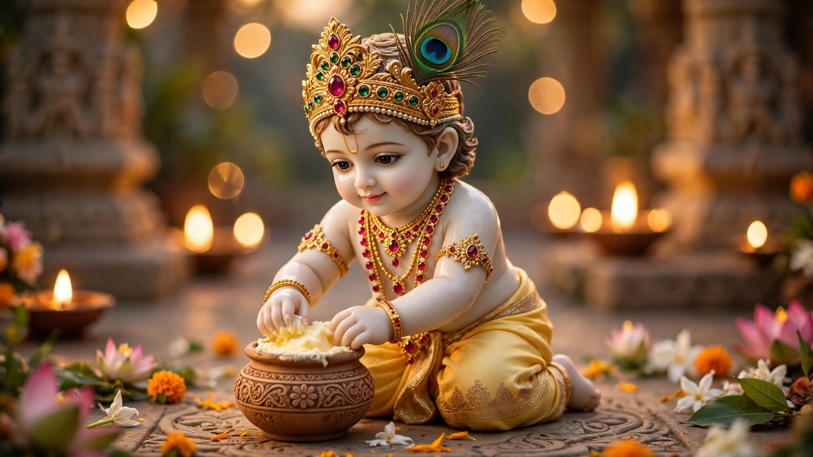 Little Krishna and the Butter Pot — A Warm Devotional Portrait of Bal Gopal